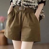 子女妈妈装 2025夏季 松紧腰阔腿裤 百搭五分短裤 高腰宽松大码 休闲裤