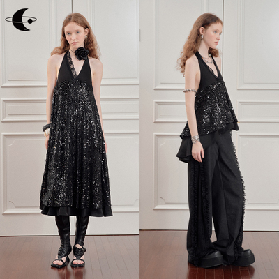 创世纪元【璀璨星河】夏季宴会连衣裙女挂脖气质长裙海边度假裙子