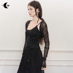 创世纪元【柔缕花影】莫代尔半透感花簇蕾丝坎肩夏季薄款防晒外套