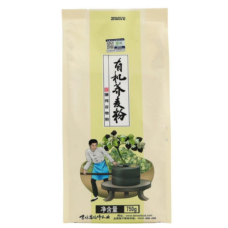 德伟有机荞麦面粉750克纯无糖精低脂乔麦粗粮面粉面条馒头包子粉