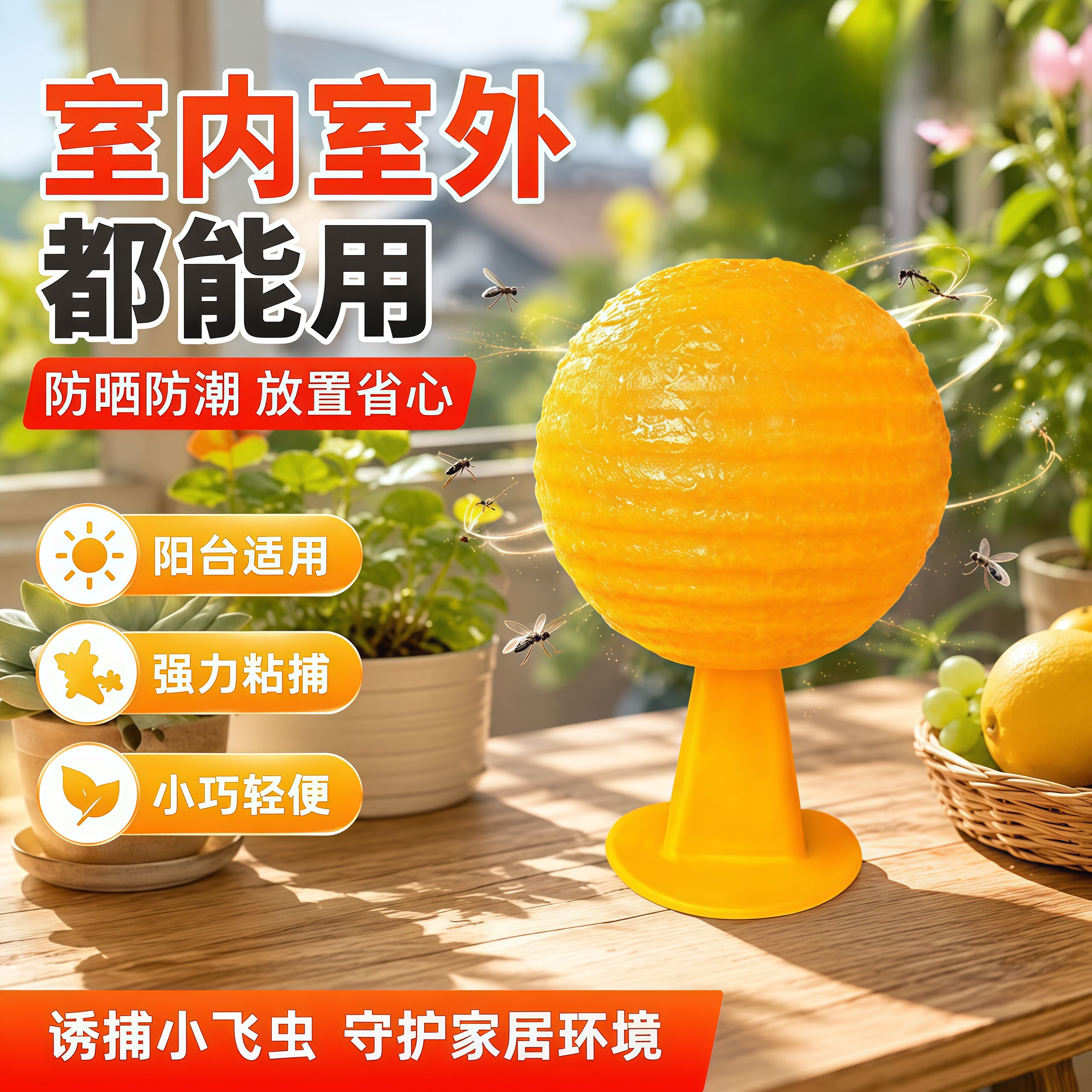 果蝇诱捕器粘虫球苍蝇飞虫强力