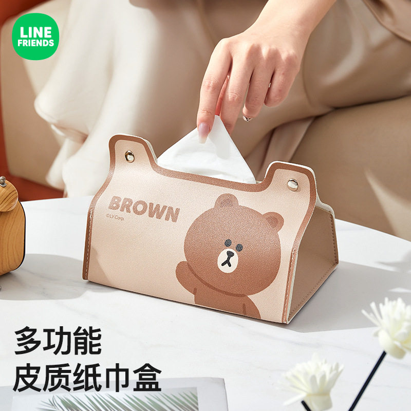 布朗熊餐巾纸纸巾盒家用纸抽盒皮革抽纸盒家用卧室可爱创意纸巾套