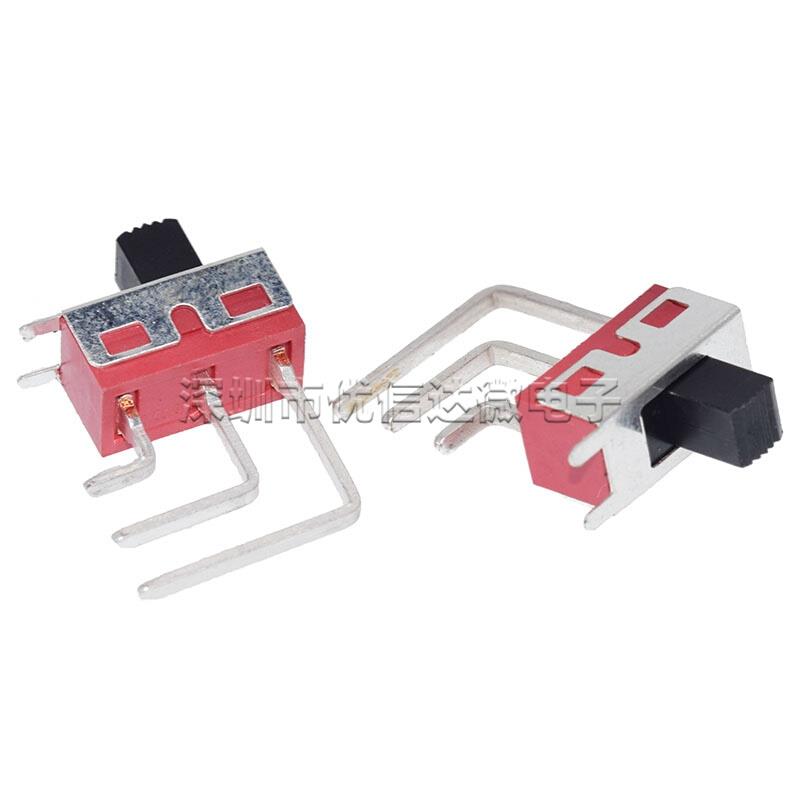 拨动开关 2档3脚 SS8-102M4 90度弯脚卧式 滑动开关