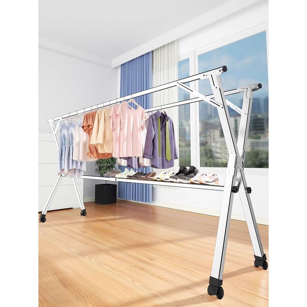 晾衣架伸缩可移动家用宿舍晒被子神器落地折叠室内外阳台凉衣架子