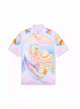 casablanca 26 粉色冲浪  印花 宫廷西西里风男女同款 丝绸衬衫