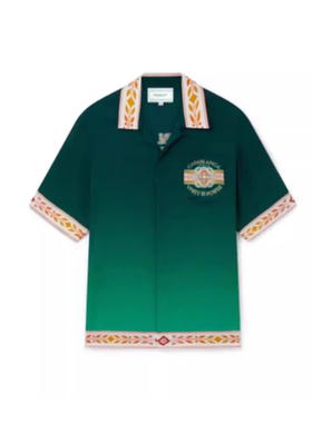 casablanca 26 黄边麦穗  印花 宫廷西西里风男女同款 丝袖衬衫