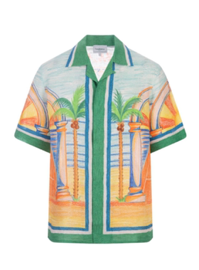 casablanca 26 蜡笔椰树  印花 宫廷西西里风男女同款 丝袖衬衫