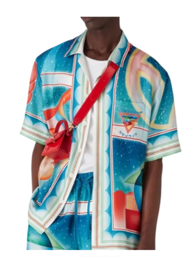 casablanca 26 彩色菱形印花 宫廷西西里风男女同款 丝绸长袖衬衫