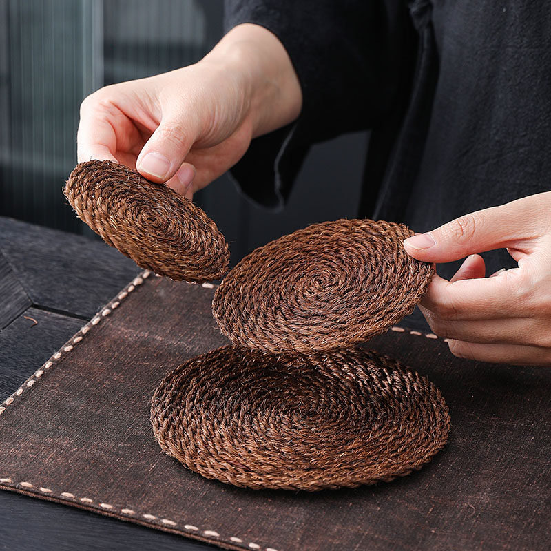 天然棕编垫手工杯垫壶垫防烫隔热垫锅垫汤碗垫茶道配件螺旋山棕垫,餐饮具,茶道/零配,淘宝优惠券,粉丝福利购,淘宝优惠卷