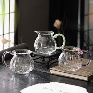 新款莲君公道杯高档茶海手工家用高硼硅玻璃耐高温茶具莲花分茶器