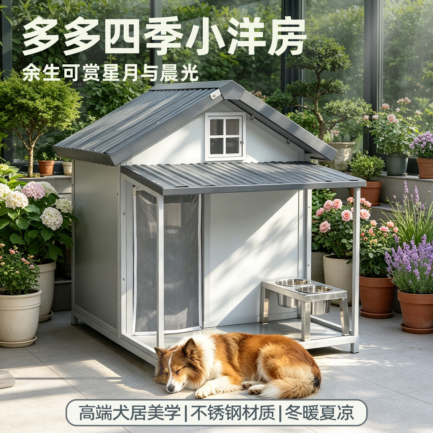 新型室外狗笼子防雨防晒狗屋