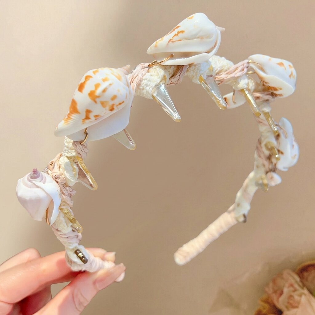 清新海洋风布艺防滑海螺星发箍