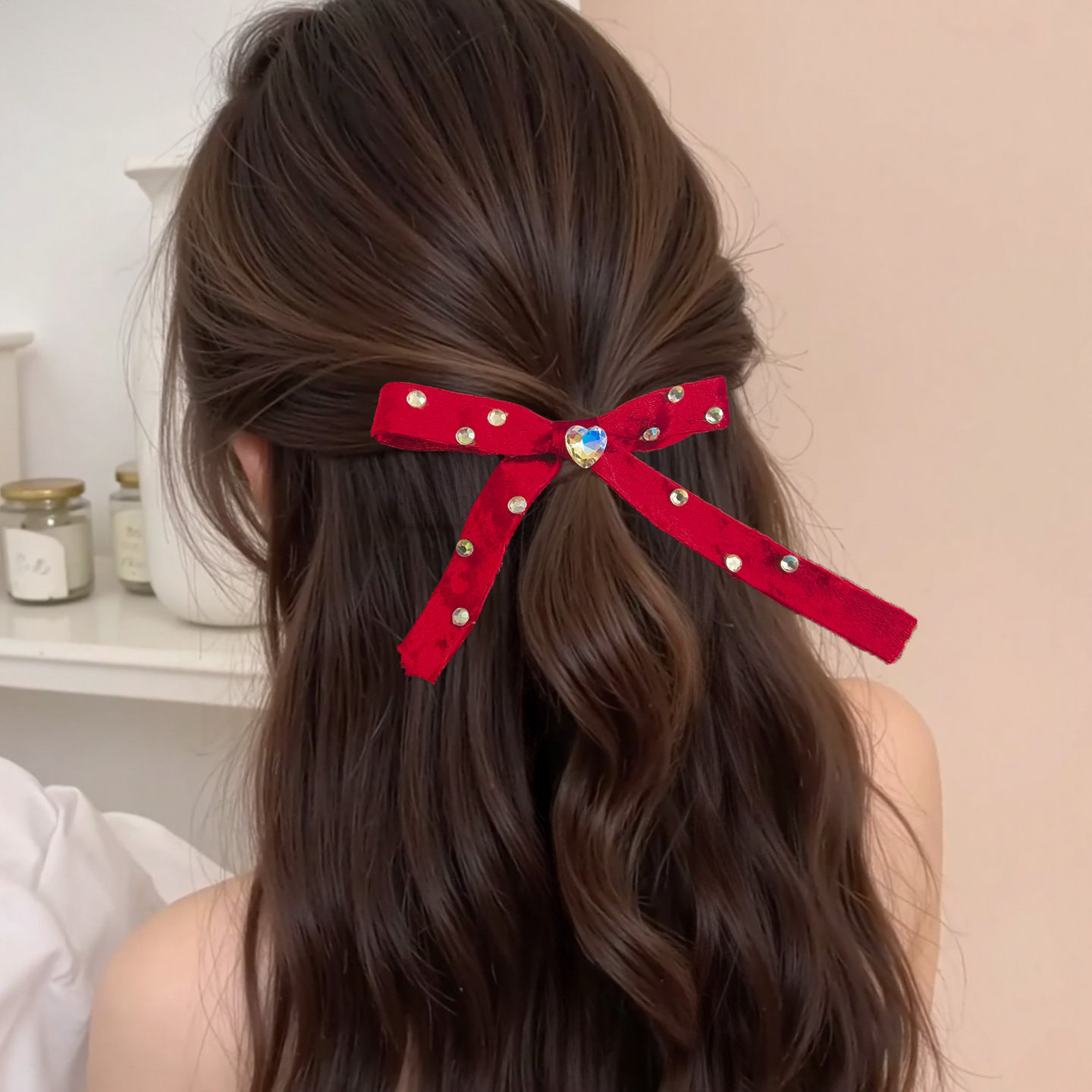 新年红色碎钻蝴蝶结发夹女秋冬法式后脑勺侧边抓夹发卡氛围感发饰,饰品/流行首饰/时尚饰品新,发饰,淘宝优惠券,粉丝福利购,淘宝优惠卷