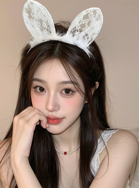 蕾丝羽毛性感猫耳朵发箍女头箍发卡兔女郎cos蕾丝兔耳朵发夹发饰