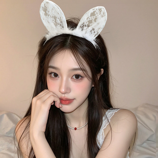 蕾丝羽毛性感猫耳朵发箍女头箍发卡兔女郎cos蕾丝兔耳朵发夹发饰