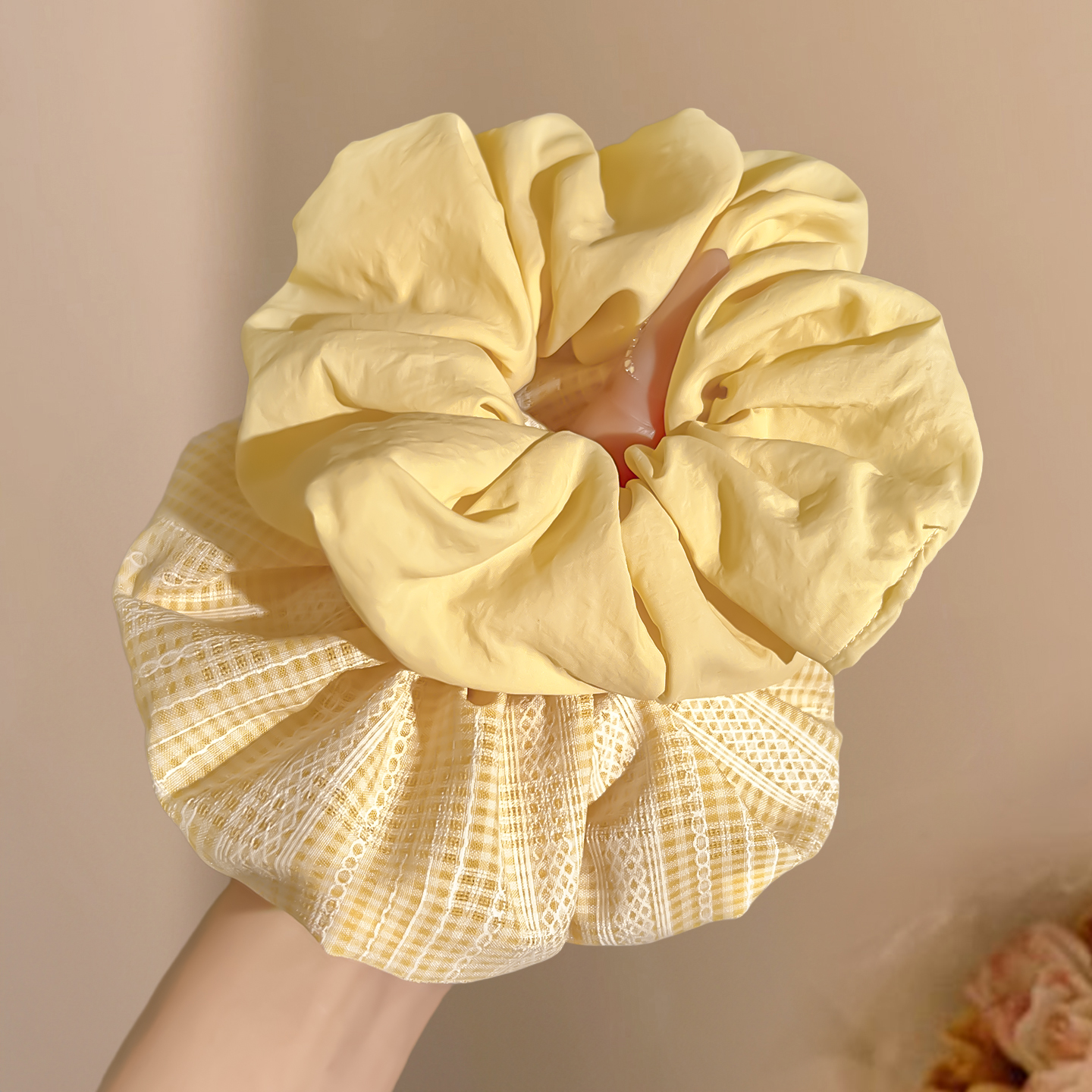 奶黄色大肠发圈韩系扎丸子头发绳