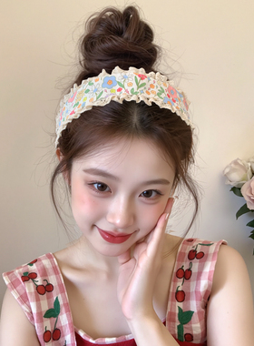 甜美小碎花刘海贴2026新款少女魔术贴束发带发箍碎发整理神器发饰