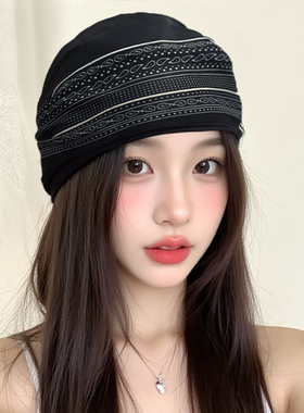 多功能黑色丝巾女复古氛围感系脖领巾三角巾秋季辣妹抹胸叠穿屁帘