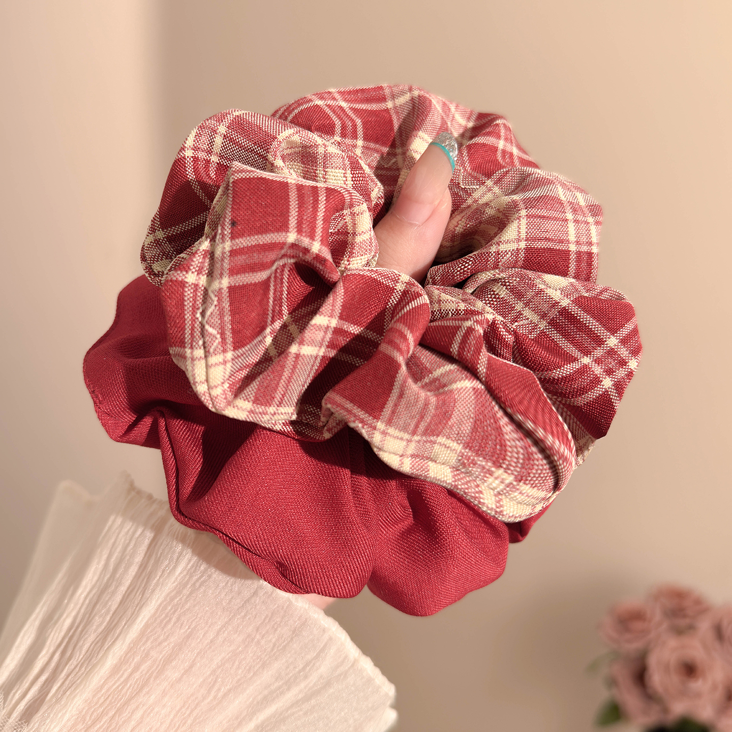 日韩学院风格纹大肠发圈