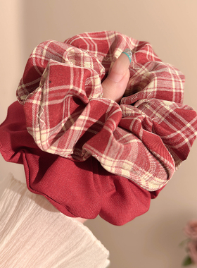 日韩学院风格纹大肠发圈女高弹力扎发橡皮筋丸子头绳新年发绳发饰