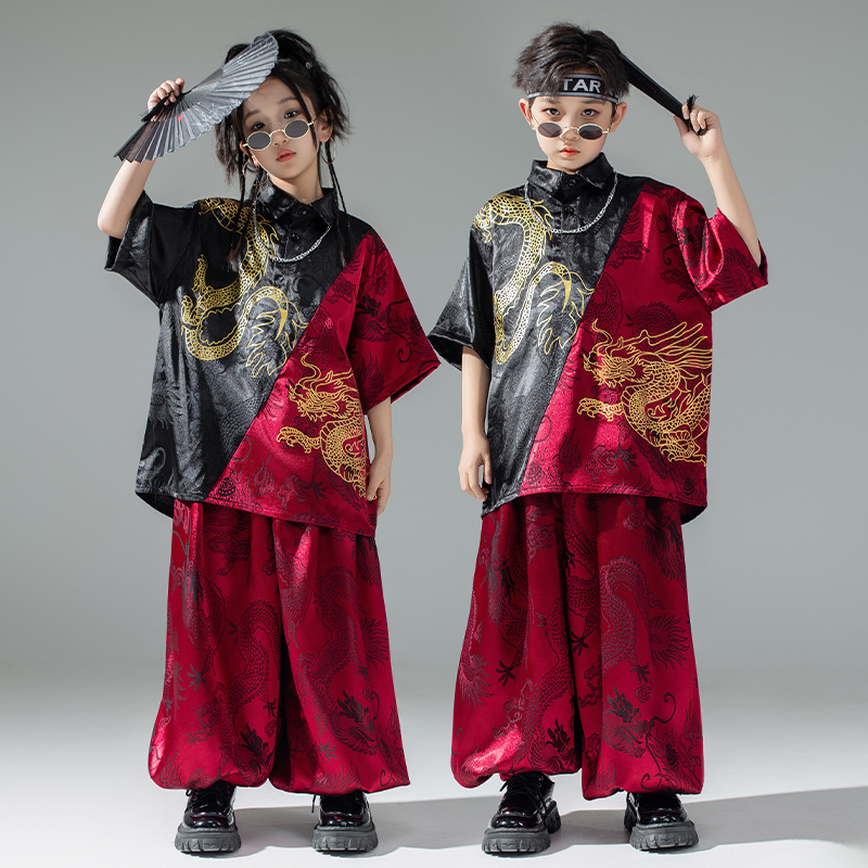 中国风演出服儿童表演hip-hop
