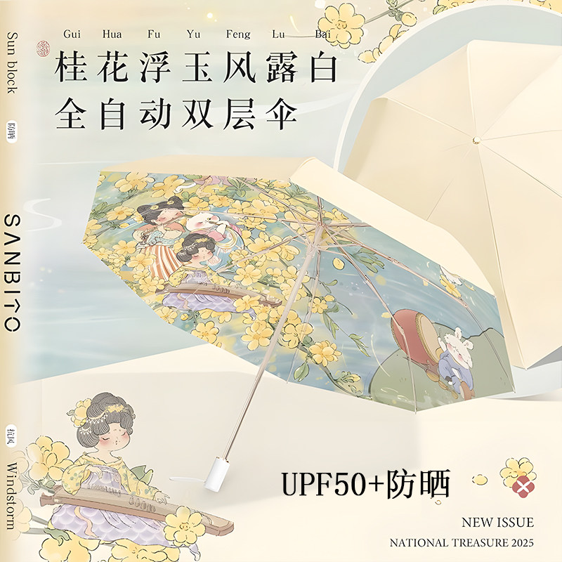 超强防晒遮阳伞防紫外线女迷你双层彩胶折叠全自动太阳伞晴雨两用