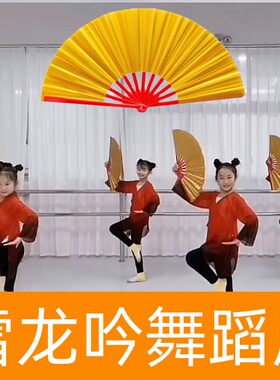 雪龙吟儿童扇子舞蹈扇幼儿园双面红色金色8寸太极功夫扇响扇折扇