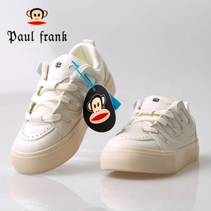 大嘴猴女鞋2026春季新款休闲面包鞋运动板鞋透气皮面平底鞋小白鞋