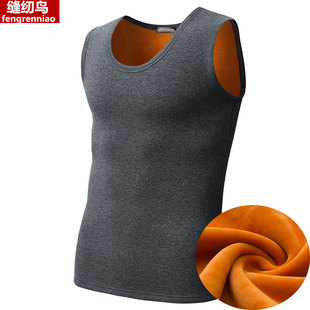 棉运动贴身大码 保暖背j心加厚加绒修身 打底女紧身内衣马 男士 冬季