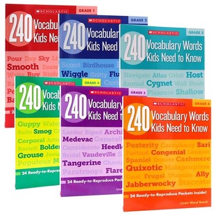 Know 240 Need 英文原版 Scholastic学乐练习册 Words 240个单词词汇高频词 Vocabulary 小学教辅 Kids 6年级孩子需要知道