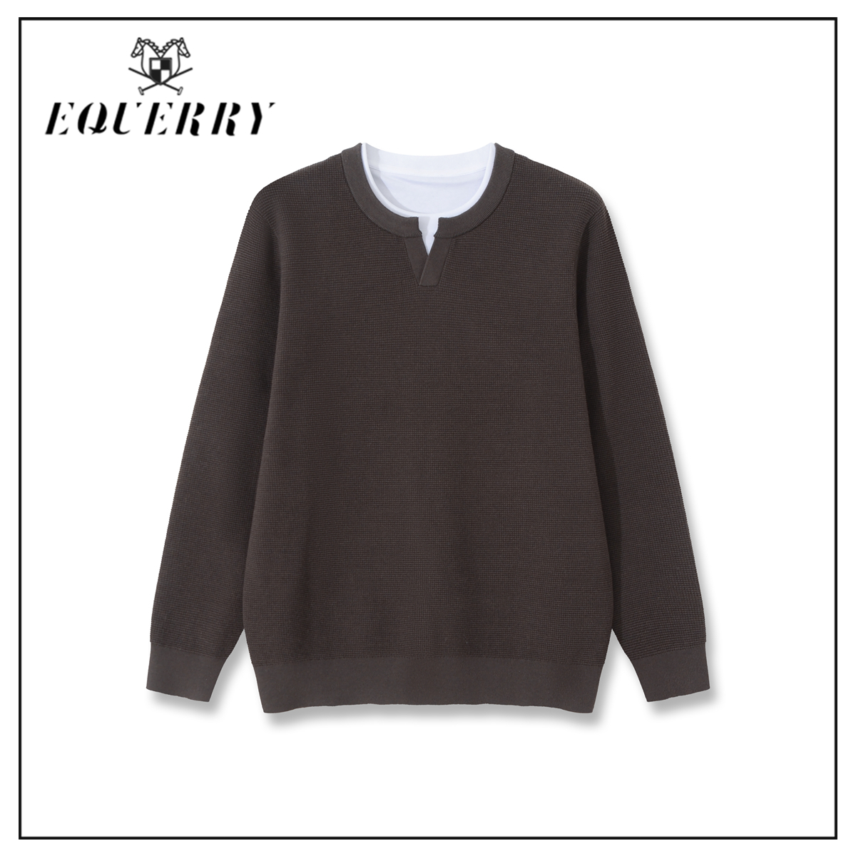 【柳哥粉丝专享】EQ男装绵羊毛混纺海鸥领双层领毛衣-M486