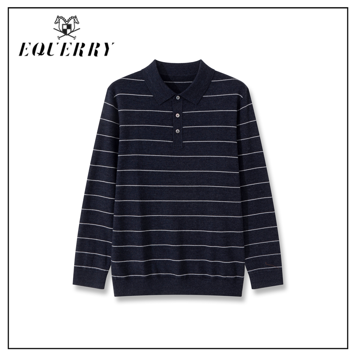 【元气珠珠】EQ男装翻领纽扣绵羊毛山羊绒桑蚕丝混纺毛衣-M489