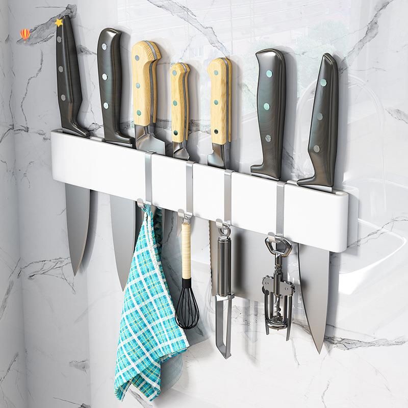 厨房刀架置物架免打孔不锈钢壁挂式简约刀座收纳架放菜刀插刀架子
