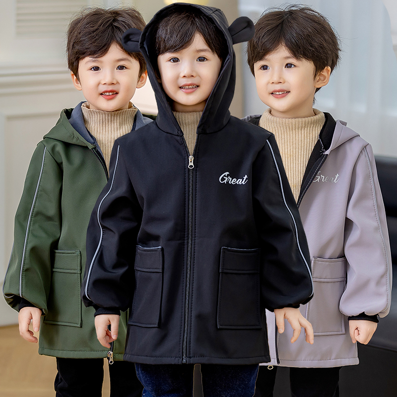 儿童加绒围裙护衣宝宝反穿衣