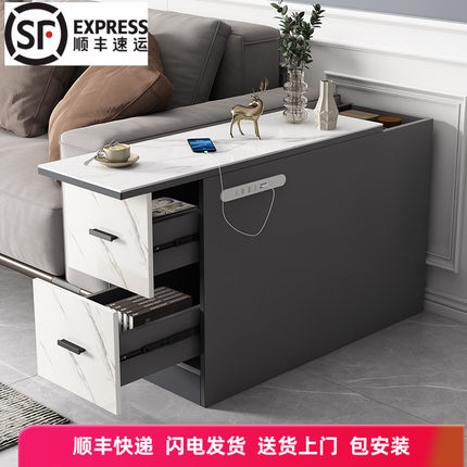 岩板边柜轻奢沙发茶角几储物意式简约现代客厅小户型边几2025新款