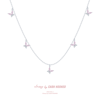 ClassybyCH 银饰 缪斯系列 蝶恋之梦白粉钻蝴蝶项链 轻奢生日送礼