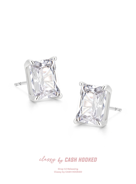 ClassybyCH 银饰 缪斯系列 薄荷冰糖方钻耳钉 轻奢生日礼物送女友