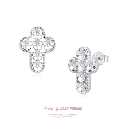 ClassybyCH 银饰 夏花阑珊系列 炽夏·EteFlamme 十字架耳钉