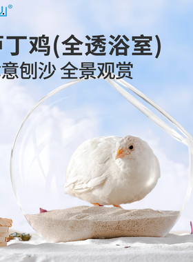 芦丁鸡透明浴室躲避小屋卢丁鸡窝造景用品洗澡房子浴沙除臭套餐