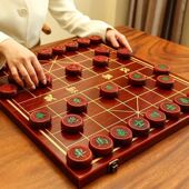 大号实木带木质棋盘学生成人儿童便携式 榉木棋子象棋中国象棋 套装