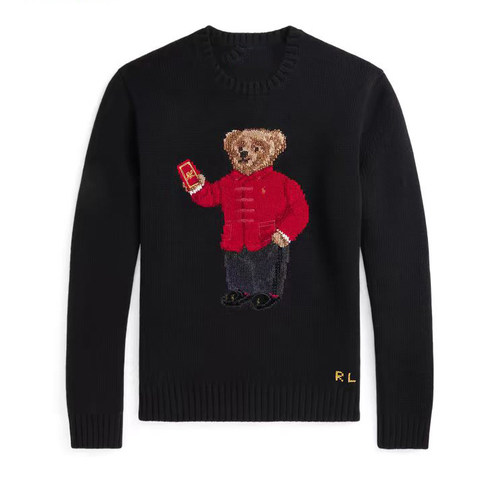 女装毛衣R*L纯棉2025早春 Bear小熊针织衫