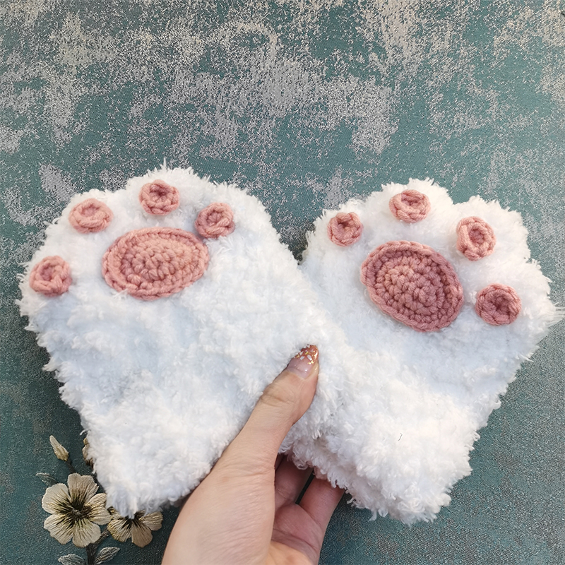 猫爪手套diy手工编织制作材料包