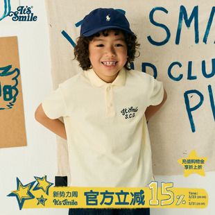 儿童全棉polo衫 Its t恤夏季 男童纯棉短袖 男孩白色上衣薄 smile童装