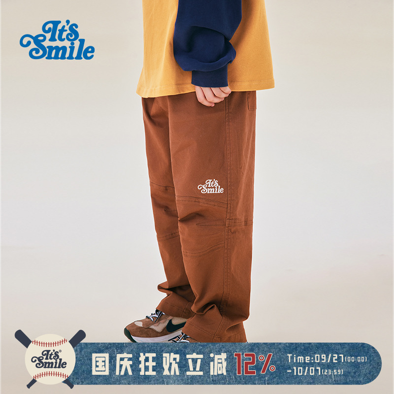 It'sSmile卡其色直筒休闲长裤