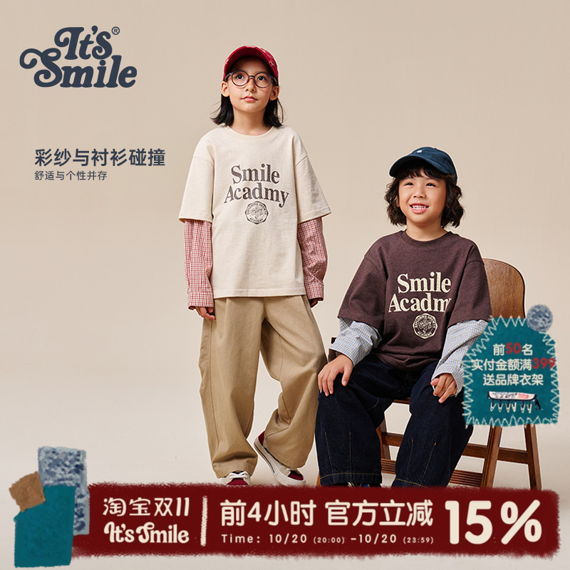 Itssmile拼袖假两件长袖上衣