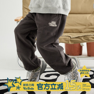 子男童女童秋冬休闲长裤 日系儿童加厚摇粒绒裤 smile Its