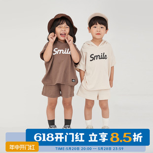 套装 Its 连帽短袖 男女童儿童装 smile日系潮童宝宝衣服夏装 两件套