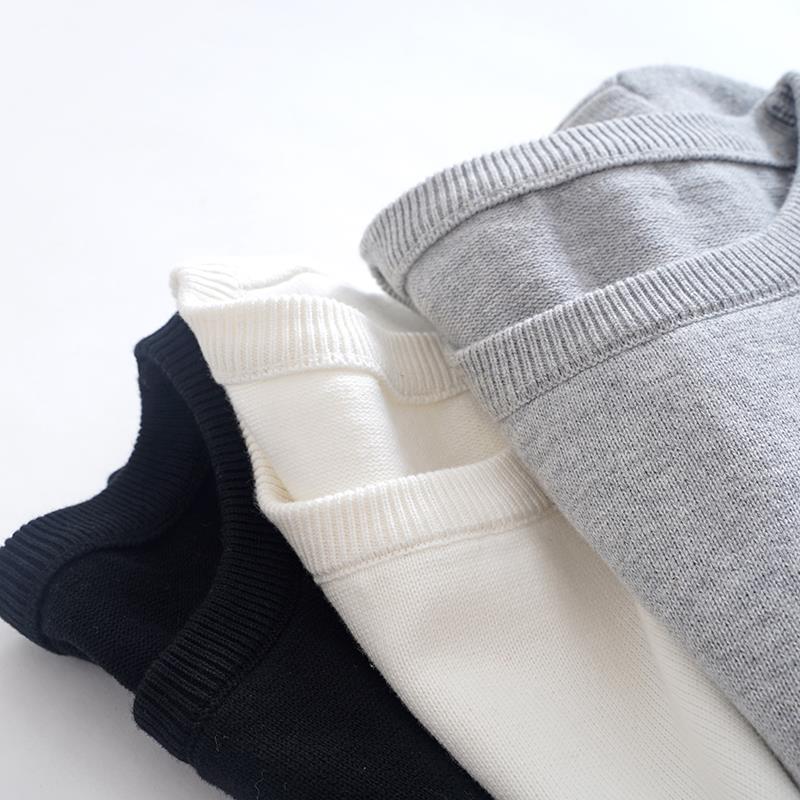 全棉原单货 纯色圆领毛衣女士薄款秋冬季内搭针织打底衫宽松