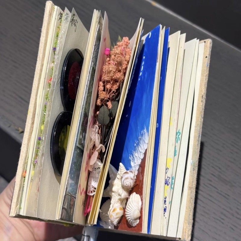 三年二班 正版尼泊尔手工本现货diy素材材料包全套高颜值网红手账本植物手工礼物送男友生日礼物笔记本包装盒