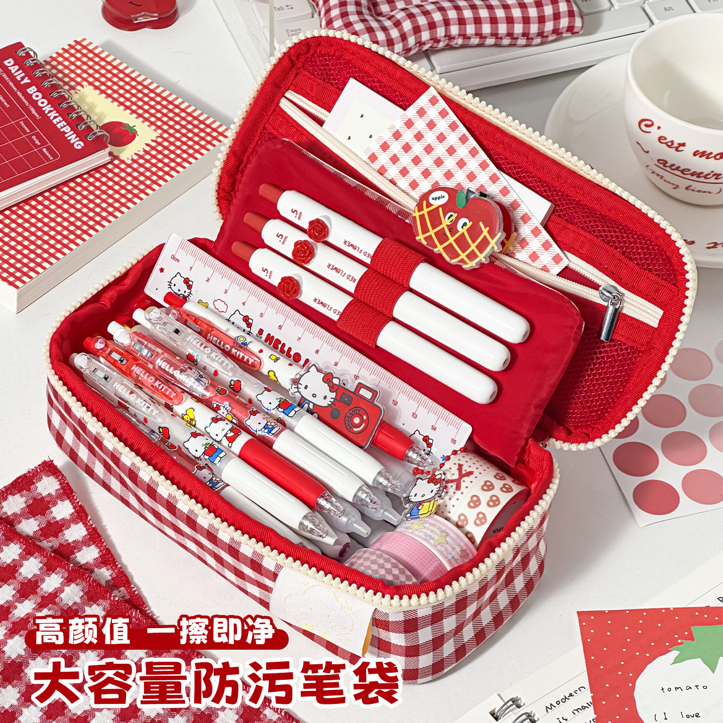 三年二班  高颜值防污手提笔袋女小学生超大容量文具袋男孩ins风初中女生加厚文具盒笔袋化妆品收纳袋铅笔盒,文具电教/文化用品/商务用品,笔袋,淘宝优惠券,粉丝福利购,淘宝优惠卷